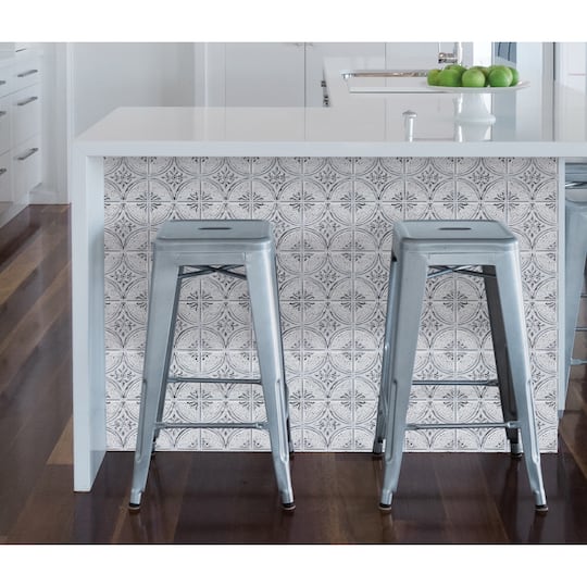 InHome Camden Antique White Faux Tin Peel & Stick Backsplash Tiles